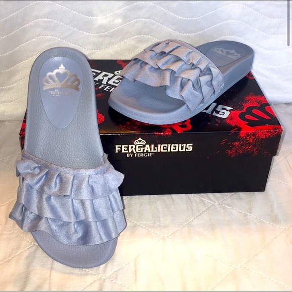 Fergalicious Blue Slip On sandals Size 6 NIB - Picture 1 of 7